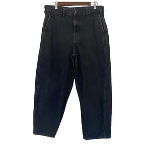 Uniqlo Wide Fit Jeans Women's 10 Black Denim Baggy High Rise Streetwear Pants